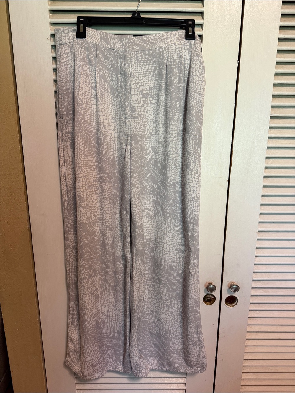 Worthington Light Gray Patterned Wide-Leg Pants
